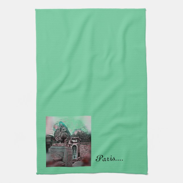 Grunge Paris Grave Kitchen Towel (Vertical)