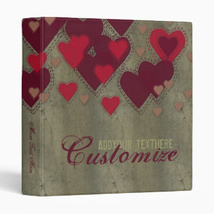 Grunge Patchwork Hearts Binder