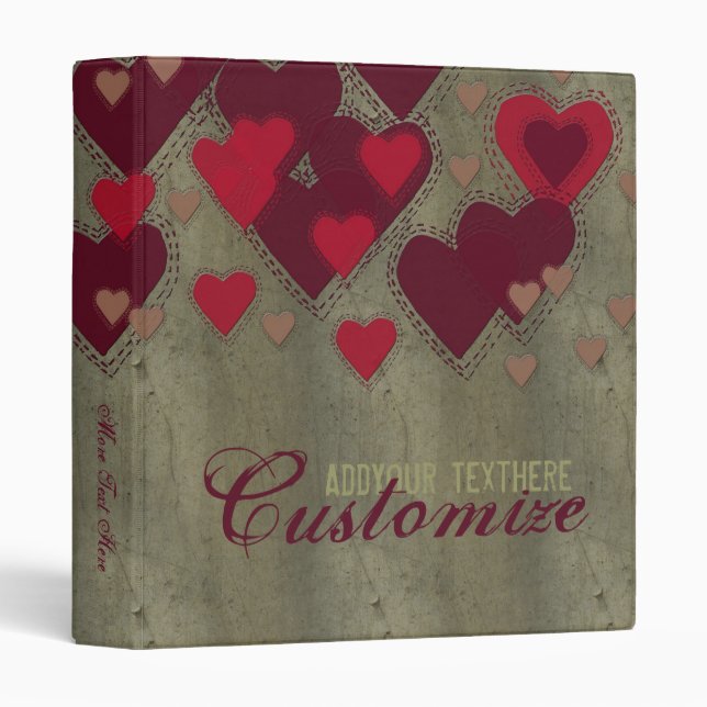 Grunge Patchwork Hearts Binder (Front/Spine)