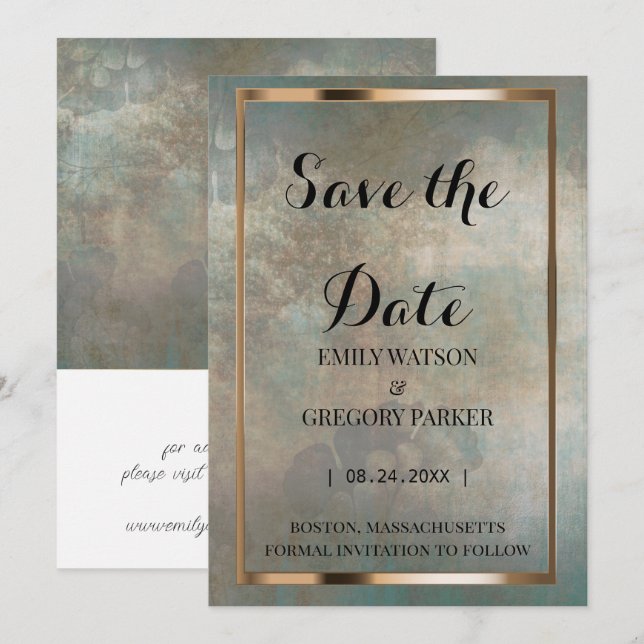 Grunge Patina vintage background Save The Date (Front/Back)