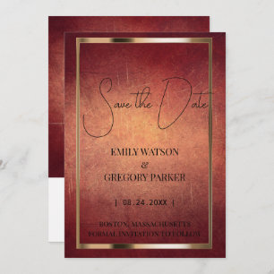 Grunge Patina vintage rust brown metallic Save The Date