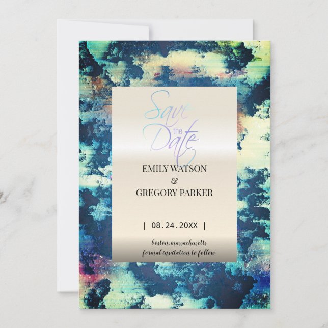 Grunge Patina vintage rust metallic Save The Date (Front)