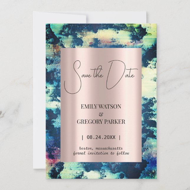 Grunge Patina vintage rust metallic Save The Date (Front)