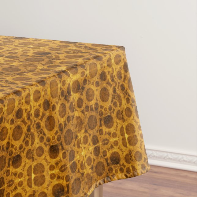 Grunge Pattern Steampunk Gold and Brown Tablecloth (In Situ)