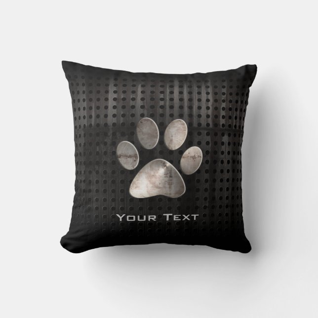 Grunge Paw Print Throw Pillow (Front)