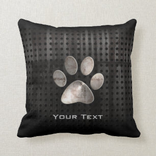 Grunge Paw Print Throw Pillow