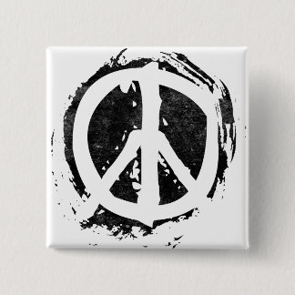Grunge Peace Symbol 2 Inch Square Button