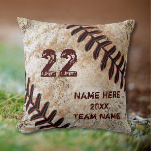 Grunge Personalized Baseball Gifts for Players Throw Pillow