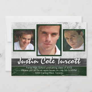 Grunge Photo Graduation Invitation - Green