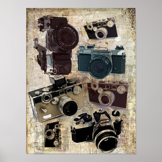 Grunge photographer photography Vintage Camera Poster (Front)