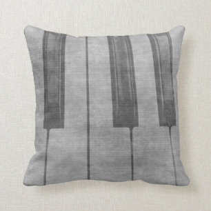 Grunge piano keyboard muted grey image throw pillow