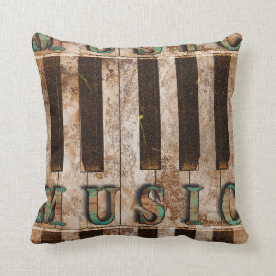 Grunge Piano Keys Music Pillow