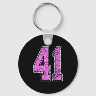 Grunge Pink And Pink Number 41 Jersey Player Unifo Keychain