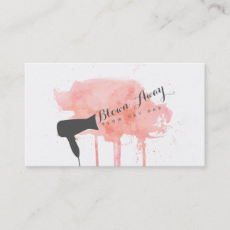 grunge pink chic modern blow dry bar hairstylist business card