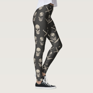 Grunge Pirate Skulls Pattern Leggings