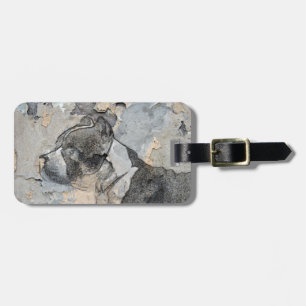 Grunge Pitbull terrier Luggage Tag