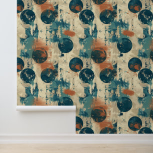 Grunge Polka Dot Blue Ball Brown Scratches Modern  Wallpaper