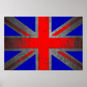 Grunge pop art affiche du drapeau du Royaume-Uni