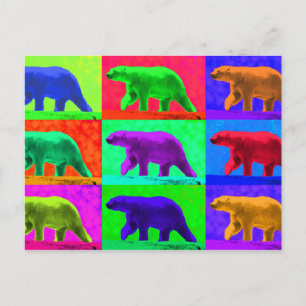 Grunge Pop Art Popart Polar Bear Multi-Panel Postcard