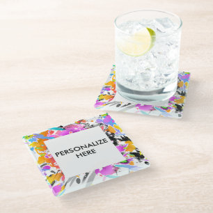 GRUNGE PUNK SPLATTER ART GLASS COASTER