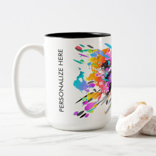 GRUNGE PUNK SPLATTER ART Two-Tone COFFEE MUG