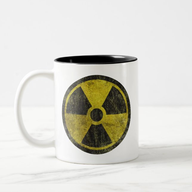 Grunge Radioactive Symbol Two-Tone Coffee Mug (Left)