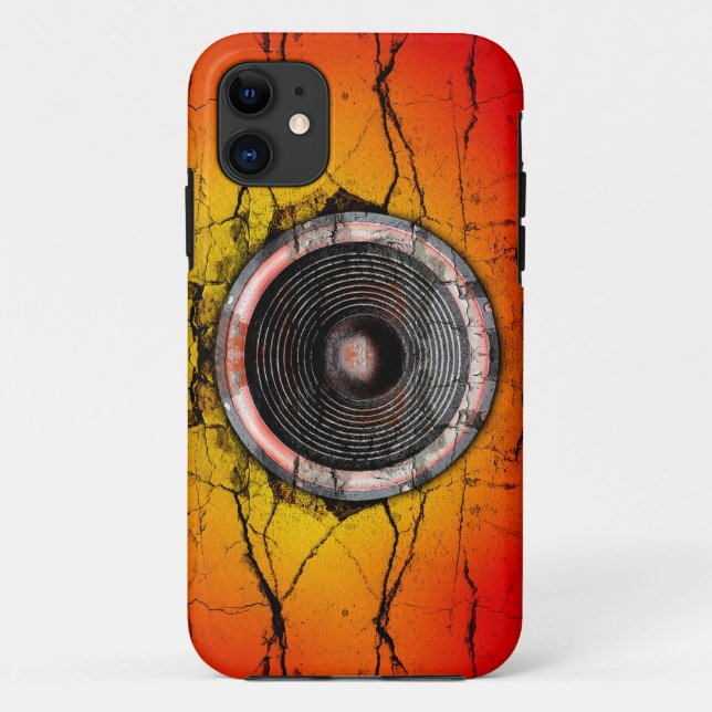 Grunge red and orange music speaker Case-Mate iPhone case (Back)