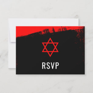 Grunge Red Black Bar Mitzvah RSVP