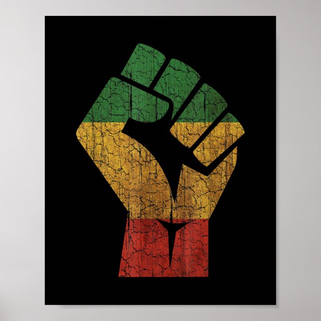Grunge Red Green Yellow Black Fist Black Lives Mat Poster (Front)