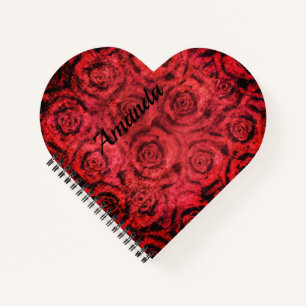 Grunge, red roses notebook