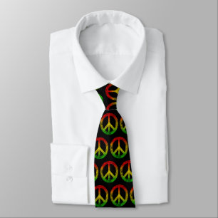 Grunge Reggae Rasta Rastafarian Peace Symbol Tie