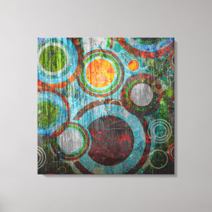 Grunge Retro Circles Canvas Print