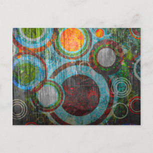 Grunge Retro Circles Postcard