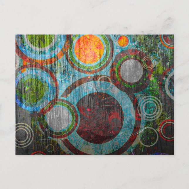 Grunge Retro Circles Postcard (Front)