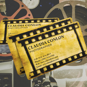 Grunge Retro Cool Old Film Maker Business Card