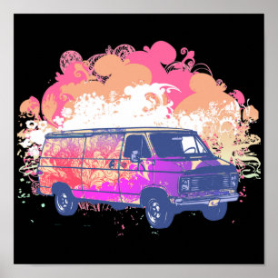 grunge retro hippie van poster