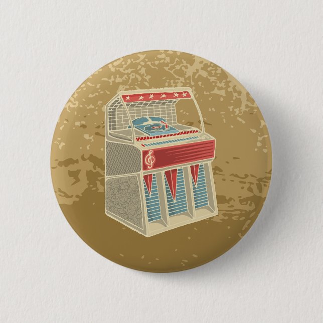 Grunge Retro Jukebox 2 Inch Round Button (Front)