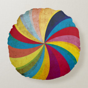 Grunge retro paper, colourful swirl background. round pillow
