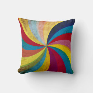 Grunge retro paper, colourful swirl background. throw pillow