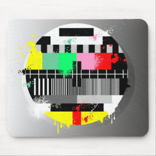 Grunge retro television test screen mouse pad