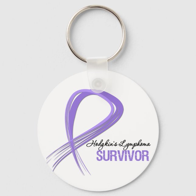 Grunge Ribbon Hodgkin's Lymphoma Survivor Keychain (Front)
