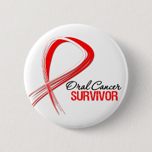 Grunge Ribbon Oral Cancer Survivor 2 Inch Round Button