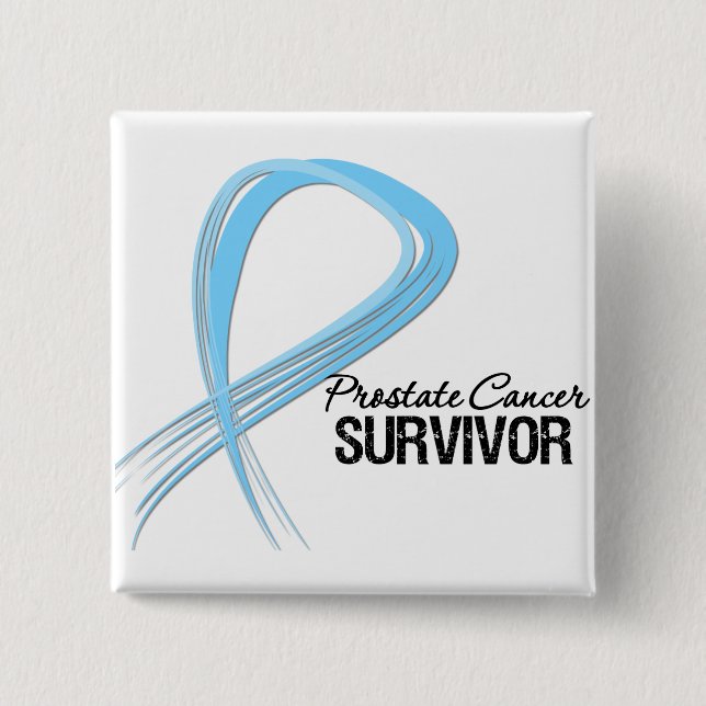 Grunge Ribbon Prostate Cancer Survivor 2 Inch Square Button (Front)
