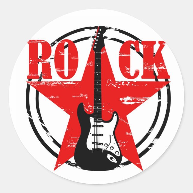 Grunge rock classic round sticker (Front)