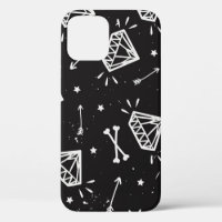 Grunge rock: diamonds, bones pattern.