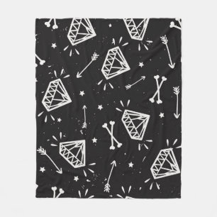 Grunge rock: diamonds, bones pattern. fleece blanket