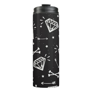 Grunge rock: diamonds, bones pattern. thermal tumbler