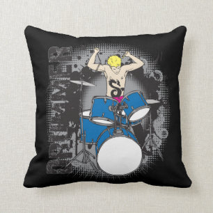 Grunge Rock Drummer Throw Pillow