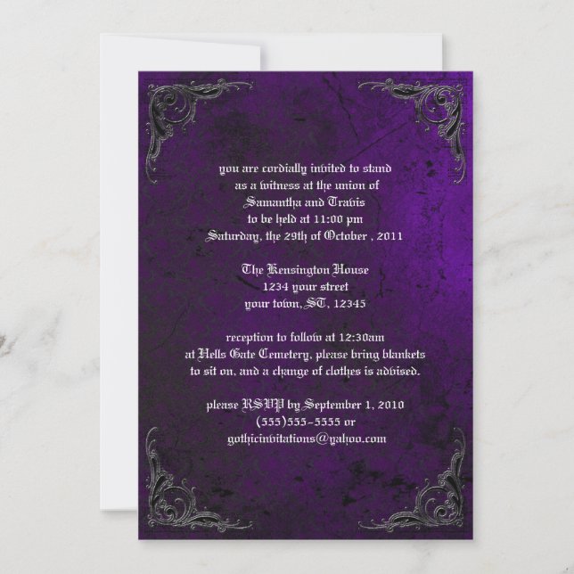 Grunge Rose Damask Gothic Invitation (Front)