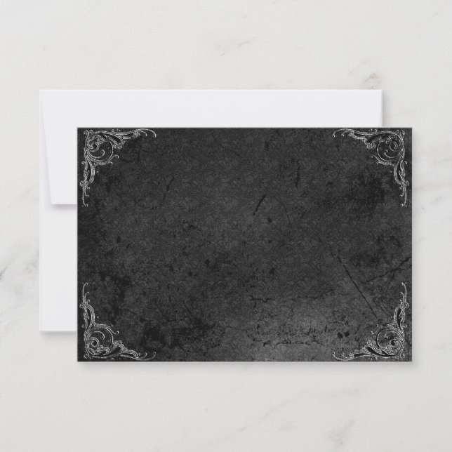 Grunge Rose Damask Gothic Note Card (Front)